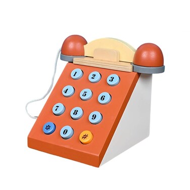 Factory Price Interactive Wooden Telephone Toys For Kids - Red