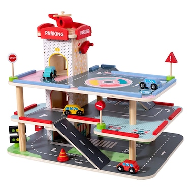 Factory Price 3 Level Engaging Wooden Parking Play Set for Toddlers