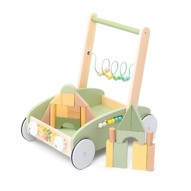Factory Price Enzo 5 in 1 Learning Wooden Baby Walker with Activity Center - Green