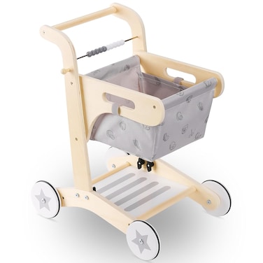Factory Price Ella Kids Wooden Shopping Trolley with Washable Cart