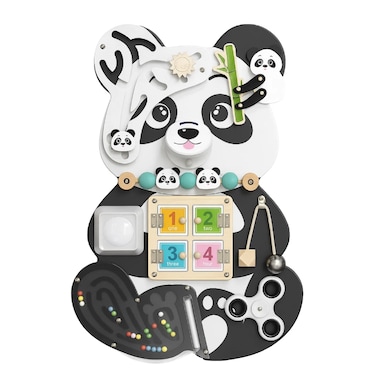 Factory Price 9 in 1 Large Wooden Multifunctional Panda Busy Board