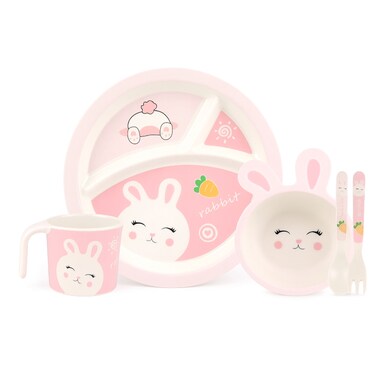Factory Price 5 Piece Bunny Bamboo Tableware Set
