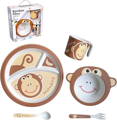 Factory Price 5 Piece Monkey Bamboo Tableware Set