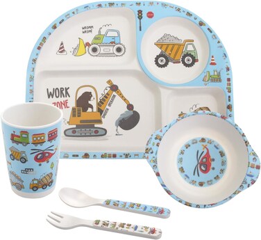 Factory Price 5 Piece Work Zone Bamboo Tableware Set