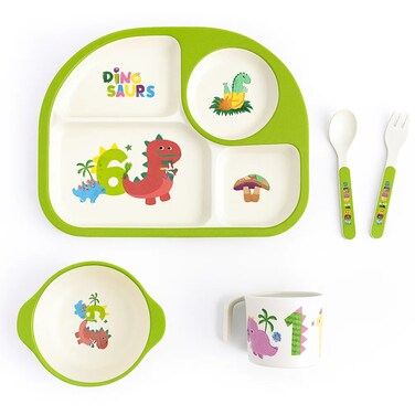 Factory Price 5 Piece Dinosaurs Bamboo Tableware Set