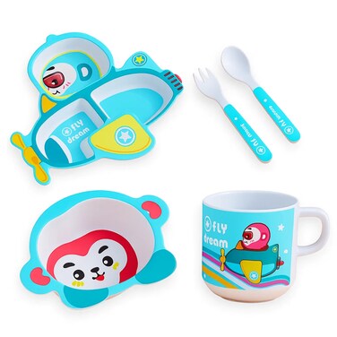 Factory Price 5 Piece Monkey Pilot Bamboo Tableware Set