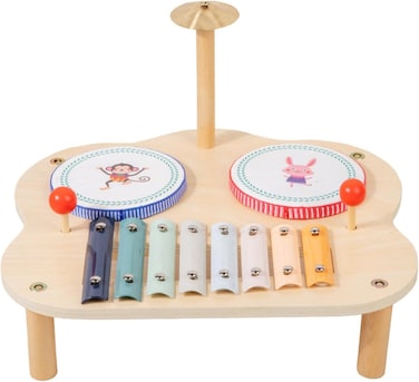 Factory Price Kids Interactive Wooden Musical Play Set &ndash; Drum, Xylophone &amp; Cymbal Combo
