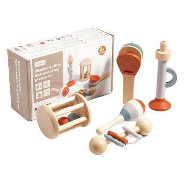 Factory Price Colorful Wooden Kids 5 Piece Musical Instruments Set