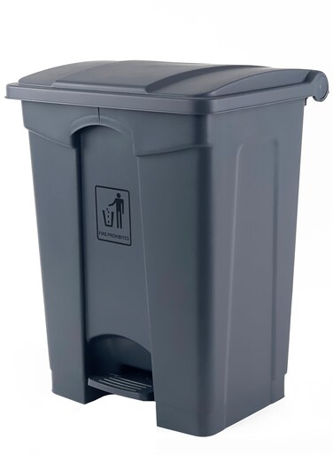 Step Trash Bin   Plastic Matte Finish   Functional Waste &amp; Garbage Waste Bin   Suitable For Homes, Villas, Large Areas &amp; Communal Spaces   Grey   68 Liters
