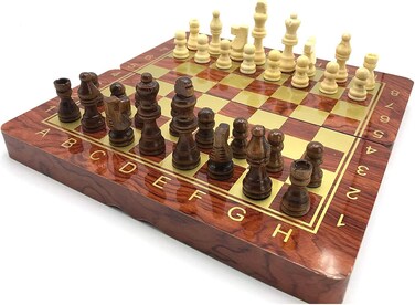مجموعة شطرنج خشبية قابلة للطي محمولة 3 في 1 من Kcc، مقاس 39 × 39 سم، لعبة شطرنج ذكية، لعبة تبادل، مناسبة للحفلات
