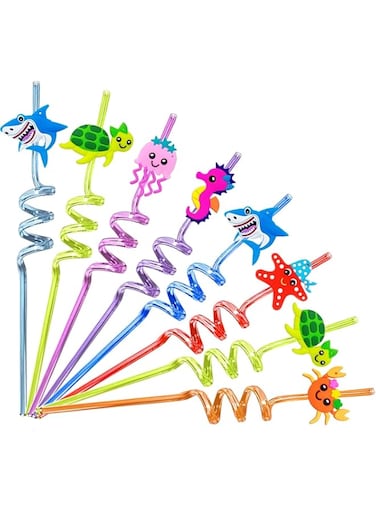 Lonimia 24 Under the Sea Party Favors Sea Animal Drinking Straws Goodie Gifts for Kids Sea Creature Birthday Party Supplies Ocean Mermaid Theme Party Supplies for Goodie Bags
