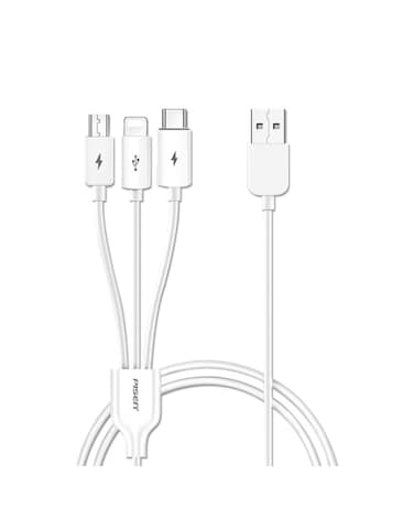 3 in 1 Universal Multiple USB Charging Cable with Type C/Micro USB/Lightening Ports Compatible with Most Phones &amp; iPads