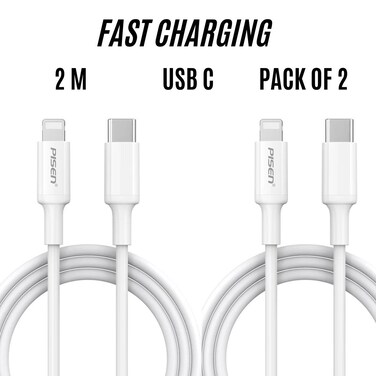 Pisen USB C to Lightning Cable (2M,2 Pack) iPhone Charging Cable MFi Certified iPhone Charger Cable Fast Charging Compatible with iPhone 14 13 12 11 Pro Max Mini XS XR X 8 7 Plus 6s