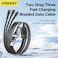 PISEN Aluminum Alloy 100W USB/Type-C to 3-in-1 (Ligntning+Type-C+Micro Usb) Braided Charging Data Cable 1.2m Black