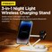 3 in 1 Wireless Charging Station for MagSafe,15W Quick Magnetic Wireless Charger, Travel Mag-Safe Charger Stand with Night Light for iPhone 16/15/14/13/12 Series, AirPods 3/2/Pro, Apple Watch - Black
