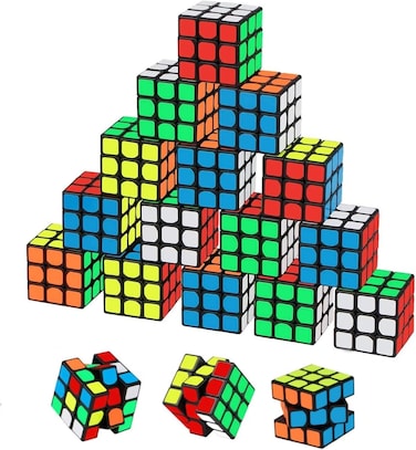 Mini Cube Puzzle Party Favors, 3x3 Speed Cubes, Non-Toxic Durable Material, Multi-Color, Pack of 20, Educational Brain Teaser Toys for Kids
