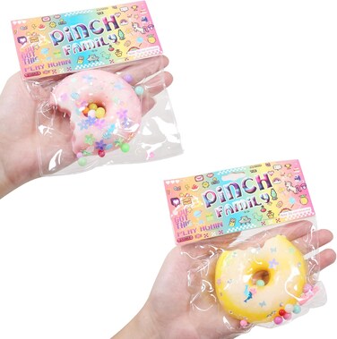 Pinch family squishy, Fun and Fuzzy Toy for Family - Kawaii Stress Ball, New Squishy Squeeze Toys.Decompression toys. (2pcs Doughnuts)