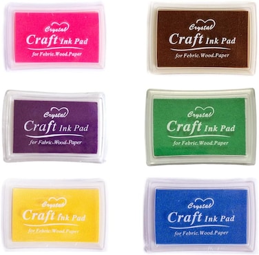 6 Pcs Craft Ink Pad, Washable Ink Pads for Kids Multicolor Ink Pads for Rubber Stamps, Paper, Scrapbooking, Wood Fabric, 6 Unique Pure Colors