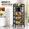 5-Tier Multi-Layer Kitchen Storage Rack Cart with Baskets on Wheels  2 Shelves &amp; 3 Removable Wire Baskets