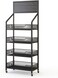 4 Tier Wire Snack Storage Rack Metal Display Shelf with Wheels Black
