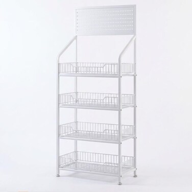4-Tier Rolling Storage Organiser with Pegboard, 50 &times; 27 &times; 140 cm white