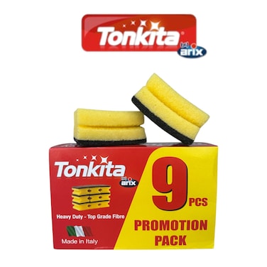Tonkita Grip Sponge 9 pcs - Heavy-Duty Scouring Sponges for Tough Cleaning Tasks