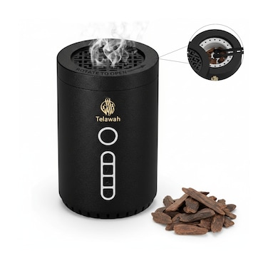 Telawah OUD Bakhoor Incense Burner Quran Speaker with Full Quran MP3 Audio, Ayah-by-Ayah Translation and Tafseer, Bluetooth App Control, Remote, Rechargeable and Easy to Carry