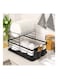 2-Tier Black Metal Dish Drying Rack with Utensil Holders and Drainage Tray, Large Capacity for Dishes, Plates, Bowls, and Cutlery, Ideal for Kitchen Countertops