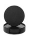 metagio 6 Packs PU Leather Coasters Set with Holder, Round Drink Coasters Coffee Tea Cup Pads Table Mat for Home Office Kitchen Bar, Protecting Your Furniture from Scratch, Stains,Water Marks(Black)