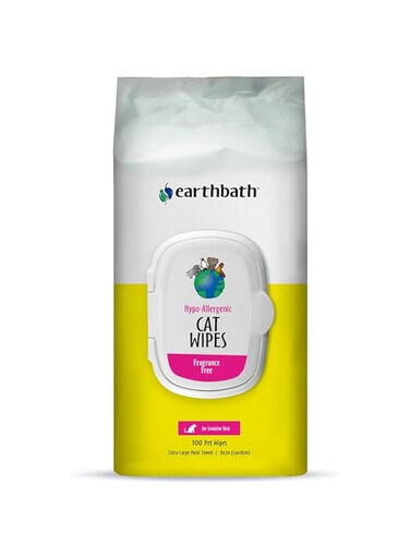 Earthbath Hypo-Allergenic Cat Wipes Fragrance Free 100 Pet Wipes