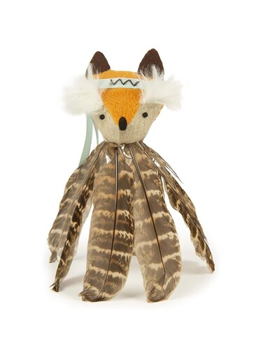 Smartykat Toss-A-Fox Feather Toss &amp; Chase Cat Toy - Brown/Orange, One Size