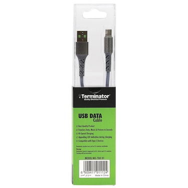 Terminator USB Cable for type-C With Light Indicator during charging