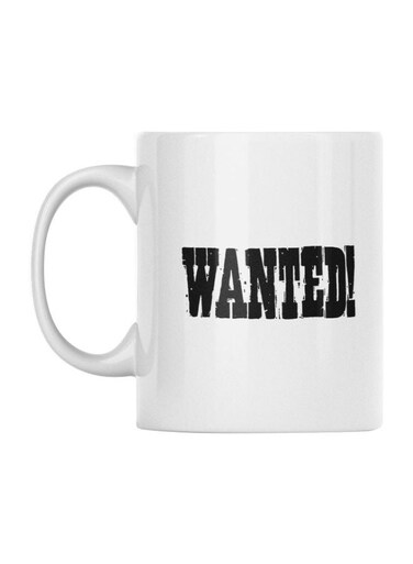 Printed Ceramic Coffee Mug White/Black 350ml