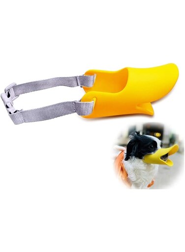 Khazna Dog Mouth Cover, Muzzle for Small Dog, Anti-bite and Anti-Called Duck Bill Muzzle Muzzle Masks, Silicone Material Prevent from Biting, Barking, Chewing (Yellow)