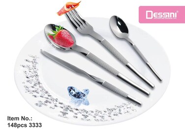 Dessini stainless steel cutlery set 3333 silver - 148 Pieces