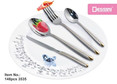 Dessini stainless steel cutlery set 3535 silver/gold - 148 Pieces