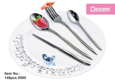 Dessini stainless steel cutlery set 9595 silver/gold - 148 Pieces