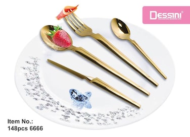 Dessini stainless steel cutlery set 6666 gold - 148 Pieces