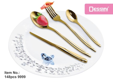 Dessini stainless steel cutlery set 9999 gold - 148 Pieces