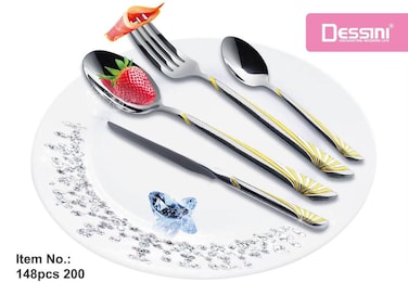 Dessini stainless steel cutlery set 200 silver/gold - 148 Pieces