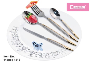 Dessini stainless steel cutlery set 1515 silver/gold - 148 Pieces