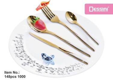 Dessini stainless steel cutlery set 1000 silver/gold - 148 Pieces