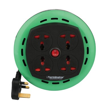 Terminator 4 Way Universal Power Extension Reel With Master Switch+Indicator and 4M Cable