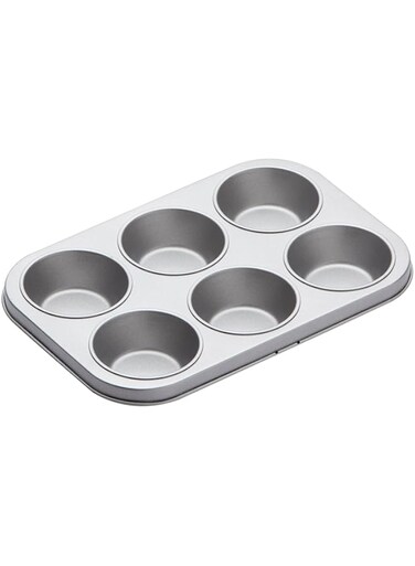 KitchenCraft Non-Stick Six Hole Bake Pan 27x18.5cm, Card Insert
