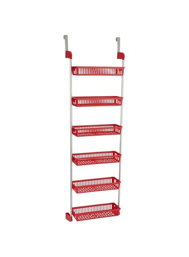 Household Essentials 6-Tier Basket Over-The-Door Organizer, Red