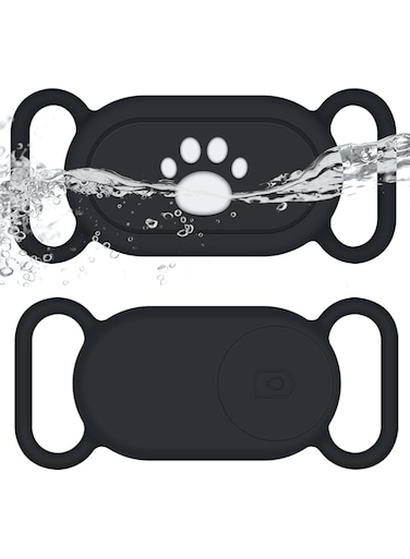 SZJCLTD for Samsung Galaxy SmartTag2 Dog Collar Holder, 2 Pack Waterproof Anti-Lost Silicone Case for Galaxy Smart Tag 2 for Pet Dog Cat Collars (Black/Black)