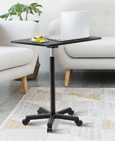 Head Side Movable Lifting Small Table &ndash; Hydraulic Standing Desk with Pulley, Adjustable Laptop &amp; Sofa Bed Table" Black