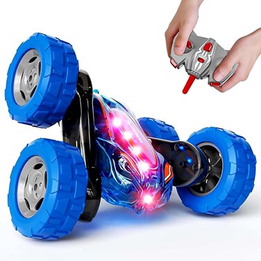 AL ARQAM Remote Control Car, RC Cars Stunt Car Toy, 4WD 2.4Ghz Double Sided 360&deg; Rotating RC Car with Headlights, Kids Xmas Toy Cars for Boys/Girls (Blue)