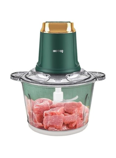 HOTOR 3L Food Processor, 500W Electric Meat Grinder Food Chopper with 2 Bi-Level Blades,2 Speed Kitchen Cutter for Vegetable, Onion, Garlic, Meat, Nuts, and Baby Food, Black (Green 3L)