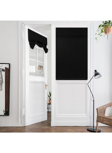 ELECDON Door Curtains, Privacy Blackout French Door Curtains 26 X 68 Inch Room Darkening Curtains, Thermal Insulated Tie Up Shades Window Curtains for Bedroom 1 Panel (black)